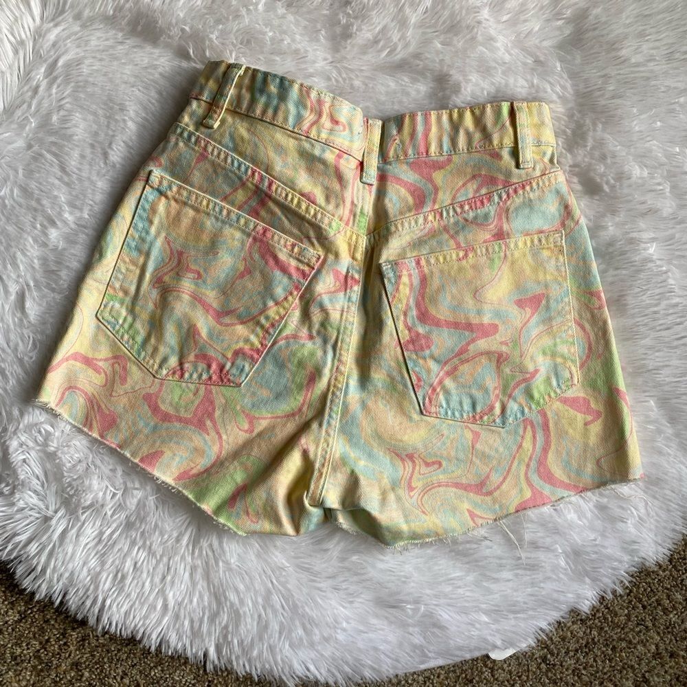 Zara Button Fly Multi Color Shorts Size 4 - Picture 2 of 5